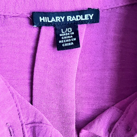 Hilary Radley Purple Tab Sleeve Button Down Women’s Top Size L - Picture 7 of 8
